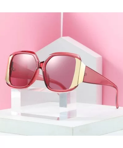 Fashion oversized Square Frame Glasses Brand Designer Retro Big Frame Women Sunglasses - Red - CW18WIQSX5U $9.89 Oversized