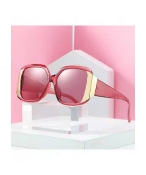 Fashion oversized Square Frame Glasses Brand Designer Retro Big Frame Women Sunglasses - Red - CW18WIQSX5U $9.89 Oversized