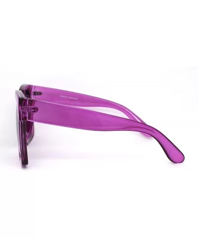 Womens Boyfriend Style Oversize Horned Rim Thick Plastic Sunglasses - Purple Smoke - C818WRNIMZT $11.20 Oversized