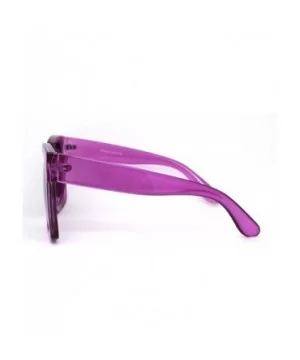 Womens Boyfriend Style Oversize Horned Rim Thick Plastic Sunglasses - Purple Smoke - C818WRNIMZT $11.20 Oversized