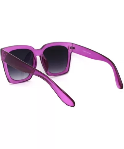 Womens Boyfriend Style Oversize Horned Rim Thick Plastic Sunglasses - Purple Smoke - C818WRNIMZT $11.20 Oversized