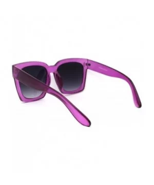 Womens Boyfriend Style Oversize Horned Rim Thick Plastic Sunglasses - Purple Smoke - C818WRNIMZT $11.20 Oversized