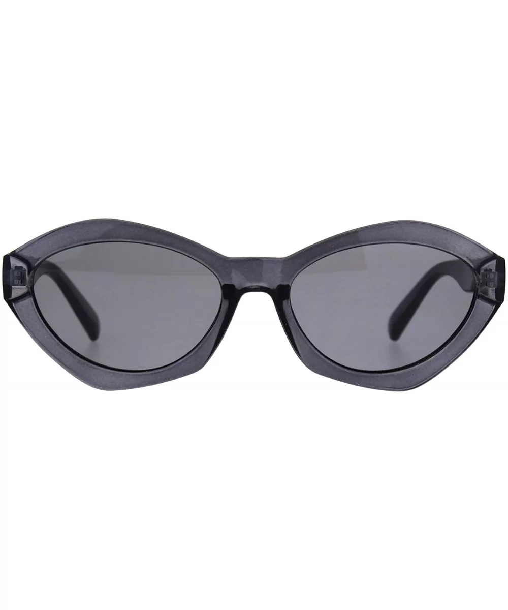 Womens Mod Oval Narrow Plastic Pop Color Sunglasses - Black - CG180ZAZQEC $6.77 Oval