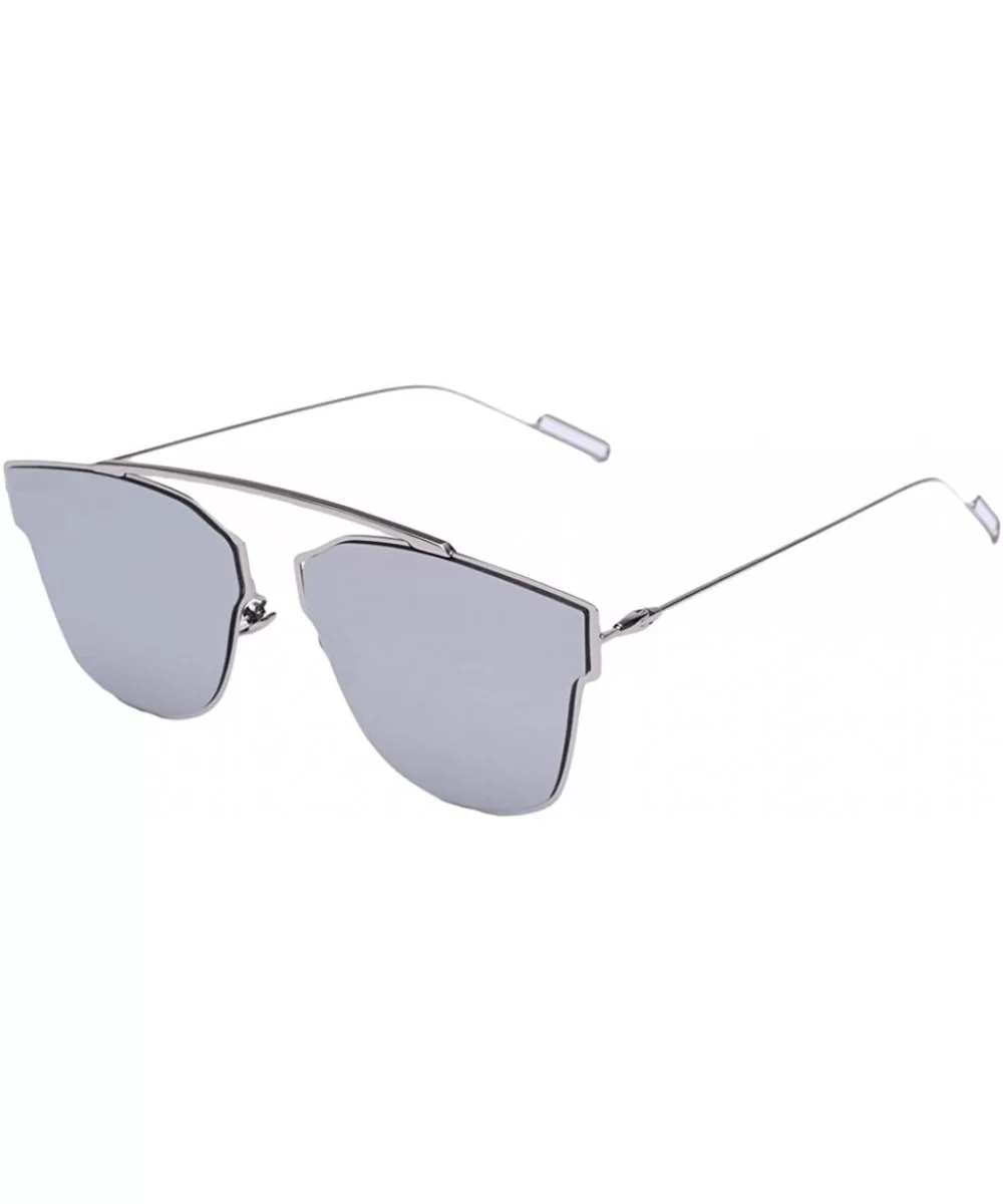 Retro Vintage Mirrored Aviator Sunglasses Metal Frame Classic Style 58mm - Sliver/Sliver - CF12E8825WH $8.78 Aviator