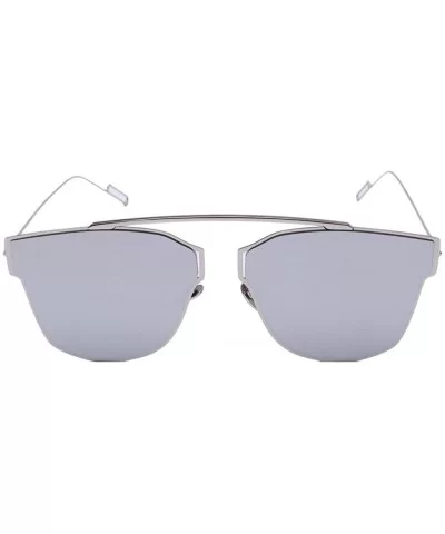 Retro Vintage Mirrored Aviator Sunglasses Metal Frame Classic Style 58mm - Sliver/Sliver - CF12E8825WH $8.78 Aviator