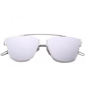 Retro Vintage Mirrored Aviator Sunglasses Metal Frame Classic Style 58mm - Sliver/Sliver - CF12E8825WH $8.78 Aviator