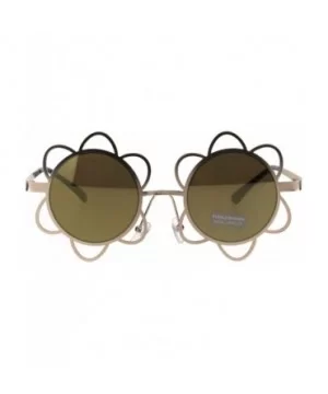 Flower Sunglasses Womens Girls Cute Fashion Floral Frame UV 400 - Gold (Gold Mirror) - CV18KMOE4ZE $6.04 Round