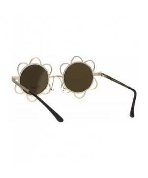 Flower Sunglasses Womens Girls Cute Fashion Floral Frame UV 400 - Gold (Gold Mirror) - CV18KMOE4ZE $6.04 Round