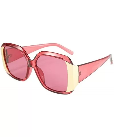 Fashion oversized Square Frame Glasses Brand Designer Retro Big Frame Women Sunglasses - Red - CW18WIQSX5U $9.89 Oversized