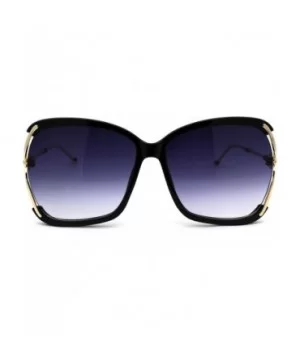 Womens Luxury Designer Exposed Lens Side Butterfly Sunglasses - Black Gold Smoke - CD18Z6TK7U6 $11.84 Butterfly