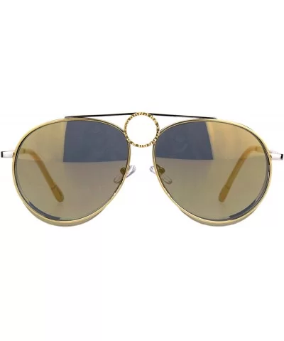 Unisex Ring Jewel Luxury Designer Fashion Pilots Metal Rim Sunglasses - Gold Silver Gold Mirror - C218KIR3M2G $9.66 Aviator