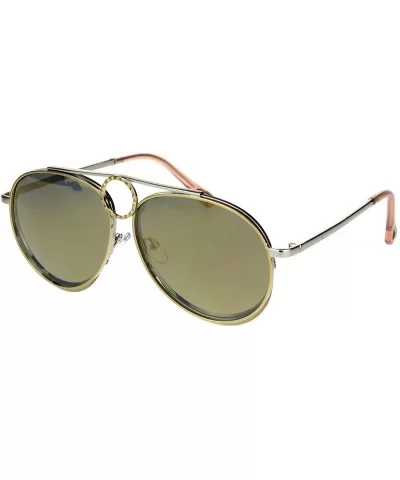 Unisex Ring Jewel Luxury Designer Fashion Pilots Metal Rim Sunglasses - Gold Silver Gold Mirror - C218KIR3M2G $9.66 Aviator