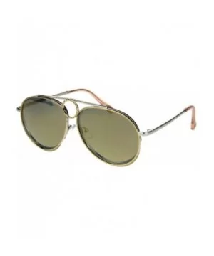 Unisex Ring Jewel Luxury Designer Fashion Pilots Metal Rim Sunglasses - Gold Silver Gold Mirror - C218KIR3M2G $9.66 Aviator