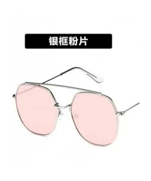 Women Sunglasses Retro Big Luxury Mirror Round Sun Glasses Metal Frame Vintage Oversized - 2 - C7198ZLL3NE $29.64 Aviator