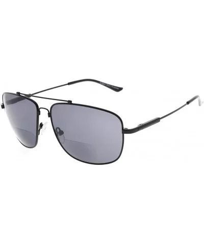 Memory Bifocal Sunglasses Bendable Titanium Reading Sunglasses - Black Frame Grey Lens - CG18032ROXA $18.88 Rectangular