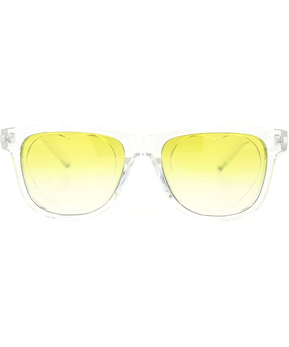 Classic Square Sunglasses Heart Shape Cutout Lens Translucent Colors UV 400 - Clear (Yellow) - CE195ESNXCE $7.34 Square