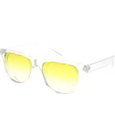 Classic Square Sunglasses Heart Shape Cutout Lens Translucent Colors UV 400 - Clear (Yellow) - CE195ESNXCE $7.34 Square