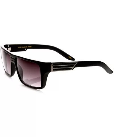 Modern Fashion Flat Top Rectangular Sunglasses (Matte Black) - C511EIDM4HT $11.47 Rectangular