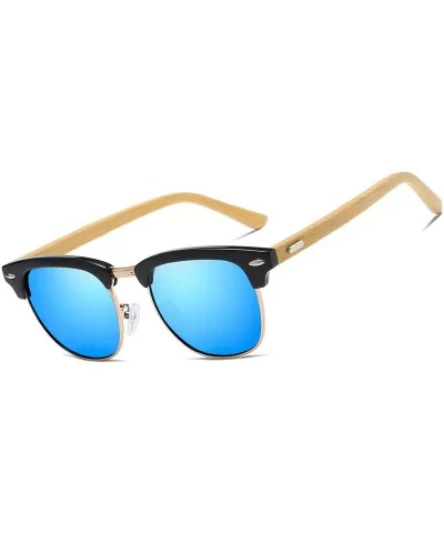 Polarized Square Sunglasses for Men Driving Wayfarer Sun Glasses Women - Gold Blue - CF18RQLLKXA $14.07 Square