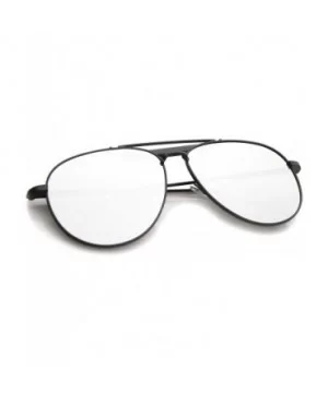 Large Classic Teardrop Crossbar Mirrored Flat Lens Aviator Sunglasses 56mm - Black-black / Silver Mirror - CI12G0QNF01 $7.30 ...