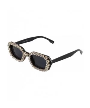 Sparkling Crystal Sunglasses UV Protection Rhinestone Sunglasses - Black - CF18XS623Q5 $14.65 Goggle