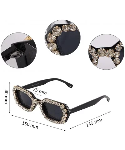 Sparkling Crystal Sunglasses UV Protection Rhinestone Sunglasses - Black - CF18XS623Q5 $14.65 Goggle