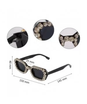 Sparkling Crystal Sunglasses UV Protection Rhinestone Sunglasses - Black - CF18XS623Q5 $14.65 Goggle