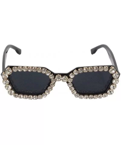 Sparkling Crystal Sunglasses UV Protection Rhinestone Sunglasses - Black - CF18XS623Q5 $14.65 Goggle