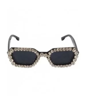 Sparkling Crystal Sunglasses UV Protection Rhinestone Sunglasses - Black - CF18XS623Q5 $14.65 Goggle