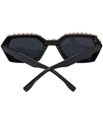 Sparkling Crystal Sunglasses UV Protection Rhinestone Sunglasses - Black - CF18XS623Q5 $14.65 Goggle