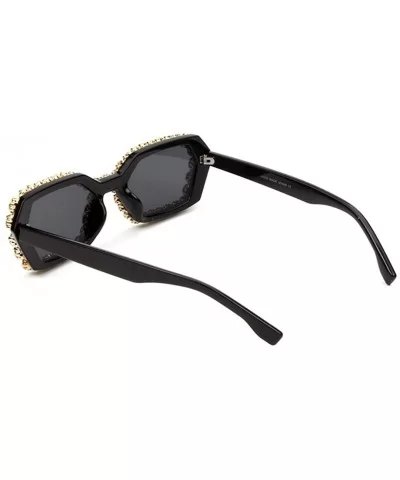 Sparkling Crystal Sunglasses UV Protection Rhinestone Sunglasses - Black - CF18XS623Q5 $14.65 Goggle