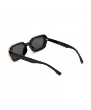 Sparkling Crystal Sunglasses UV Protection Rhinestone Sunglasses - Black - CF18XS623Q5 $14.65 Goggle