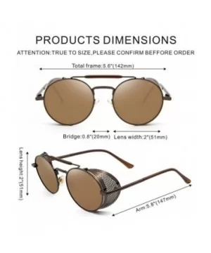 Steampunk Sunglasses for Men Women Vintage Retro Round Metal Frame Eyewear Shades - N8 Brown Frame Brown Lens - CT196WML007 $...