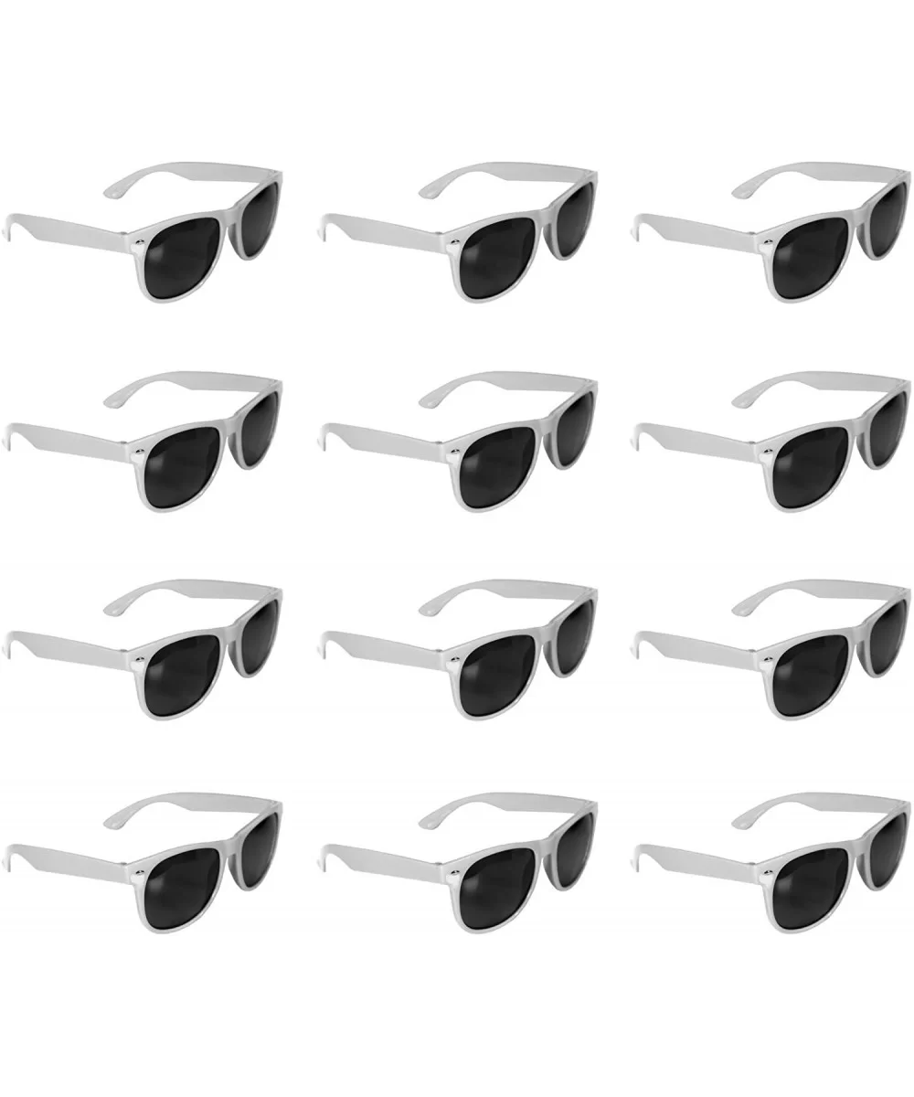 12 Pack Retro Sunglasses Bulk for Kids Adults Party Favors - White - CT11MPSX4R3 $9.95 Goggle