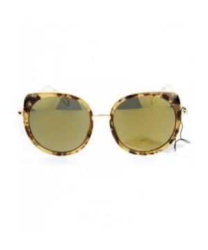 Womens Round Cat Eye Luxury Designer Bat Sunglasses - Tortoise Gold - CG12NB53RDW $9.26 Cat Eye