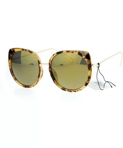 Womens Round Cat Eye Luxury Designer Bat Sunglasses - Tortoise Gold - CG12NB53RDW $9.26 Cat Eye