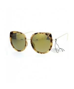 Womens Round Cat Eye Luxury Designer Bat Sunglasses - Tortoise Gold - CG12NB53RDW $9.26 Cat Eye