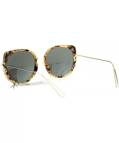 Womens Round Cat Eye Luxury Designer Bat Sunglasses - Tortoise Gold - CG12NB53RDW $9.26 Cat Eye