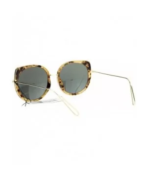 Womens Round Cat Eye Luxury Designer Bat Sunglasses - Tortoise Gold - CG12NB53RDW $9.26 Cat Eye