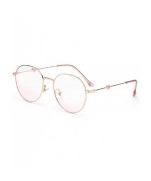 Womens Girls Cute Metal Round Gradient Pink Peach UV Protection Sunglasses for Women Gold - Gold - CQ18WTMLYNO $14.84 Round