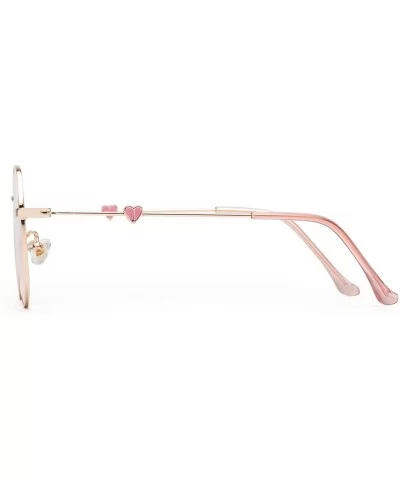 Womens Girls Cute Metal Round Gradient Pink Peach UV Protection Sunglasses for Women Gold - Gold - CQ18WTMLYNO $14.84 Round