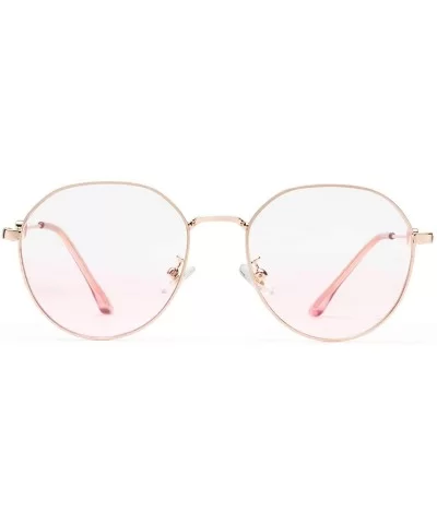 Womens Girls Cute Metal Round Gradient Pink Peach UV Protection Sunglasses for Women Gold - Gold - CQ18WTMLYNO $14.84 Round