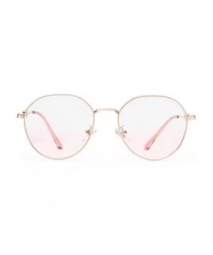 Womens Girls Cute Metal Round Gradient Pink Peach UV Protection Sunglasses for Women Gold - Gold - CQ18WTMLYNO $14.84 Round