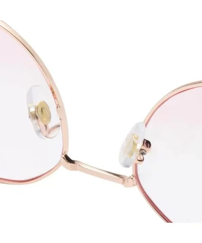 Womens Girls Cute Metal Round Gradient Pink Peach UV Protection Sunglasses for Women Gold - Gold - CQ18WTMLYNO $14.84 Round