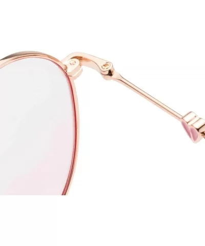 Womens Girls Cute Metal Round Gradient Pink Peach UV Protection Sunglasses for Women Gold - Gold - CQ18WTMLYNO $14.84 Round