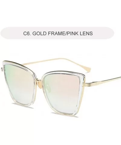 Cat Eye Sunglasses Women Vintage Metal Glasses for Women Mirror Retro Sun Woman Uv400 Women's Sunglasses - CO198O9R22R $24.21...