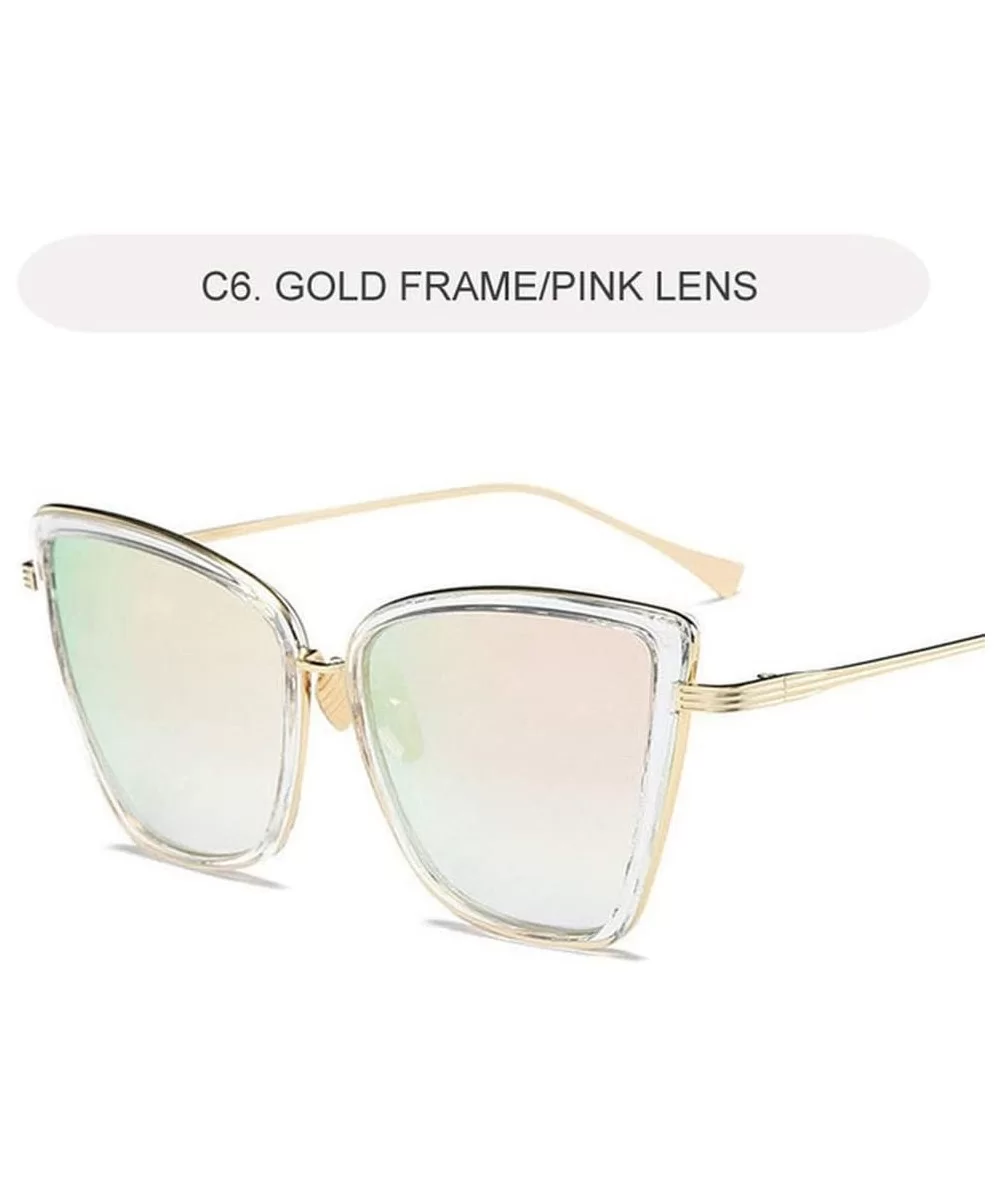 Cat Eye Sunglasses Women Vintage Metal Glasses for Women Mirror Retro Sun Woman Uv400 Women's Sunglasses - CO198O9R22R $24.21...