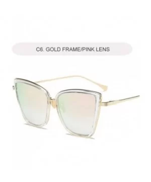 Cat Eye Sunglasses Women Vintage Metal Glasses for Women Mirror Retro Sun Woman Uv400 Women's Sunglasses - CO198O9R22R $24.21...