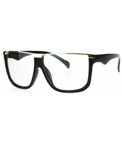 Clear Lens Glasses Unisex Fashion Oversized Square Metal Top Frame - Gold Black - C2184RIUR6T $7.92 Square