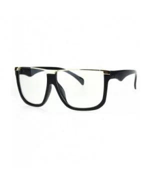 Clear Lens Glasses Unisex Fashion Oversized Square Metal Top Frame - Gold Black - C2184RIUR6T $7.92 Square